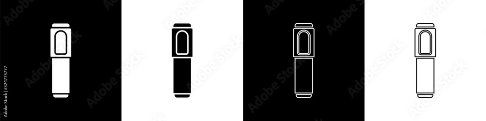 Set Marker pen icon isolated on black and white background. Vector Illustration