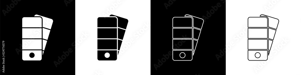 Set Palette icon isolated on black and white background. Vector Illustration