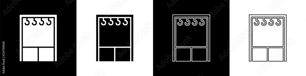 设置隔离在黑白背景上的衣橱图标。矢量插图