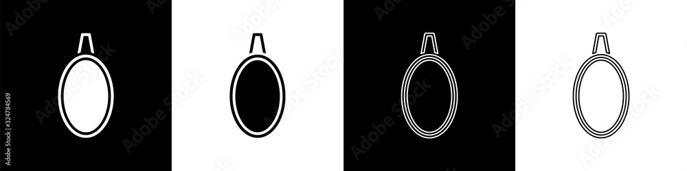 Set Mirror icon isolated on black and white background. Vector Illustration