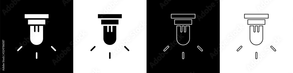 Set Motion sensor icon isolated on black and white background. Vector Illustration