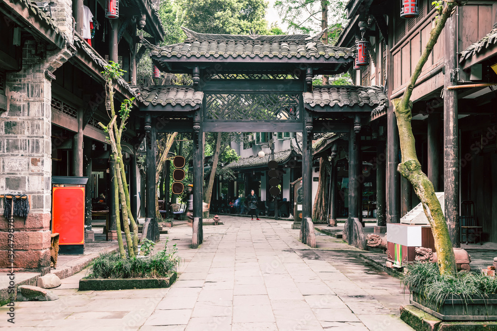 Architectural street of Huanglongxi ancient town, Chengdu..