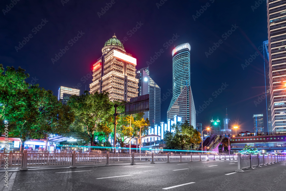 Velocity effect of Lujiazui city night in Shanghai..