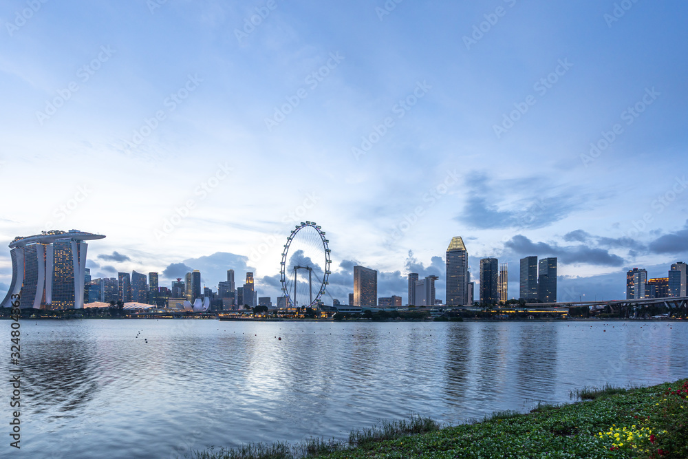 city skyline in singapore