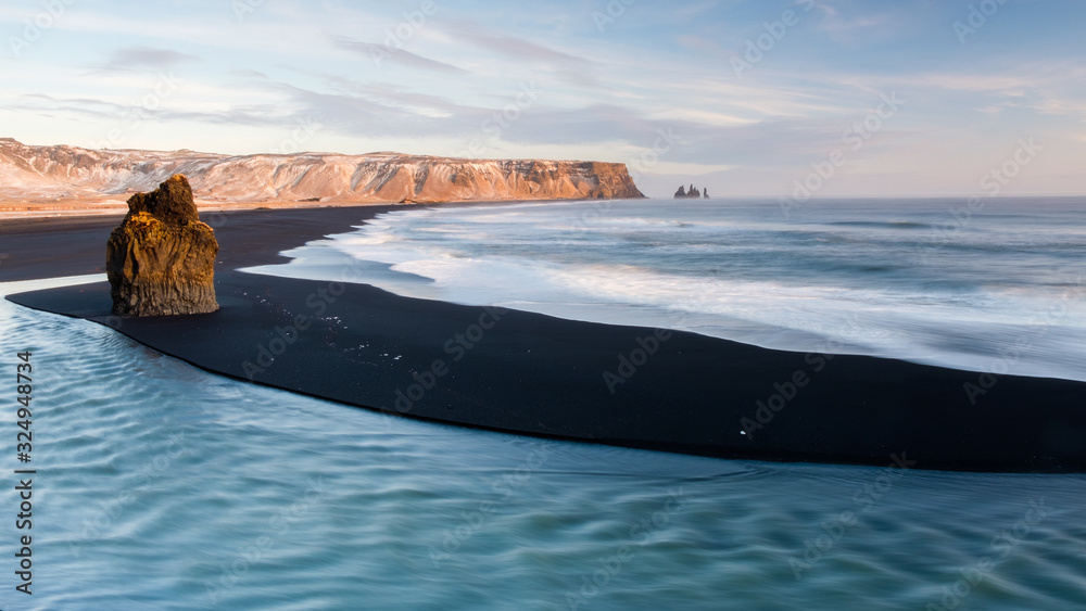 Iceland: Dyrhólaey and black sand beach - golden hour