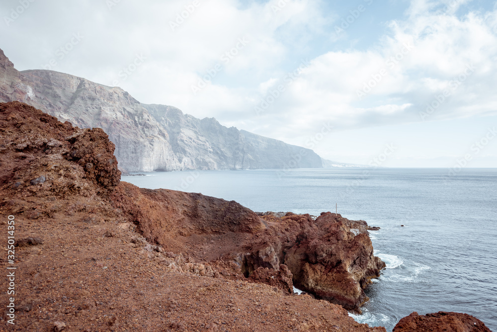 Stunning view of the rocky ocean shore on Tenerife island near the Teno cape, Spain