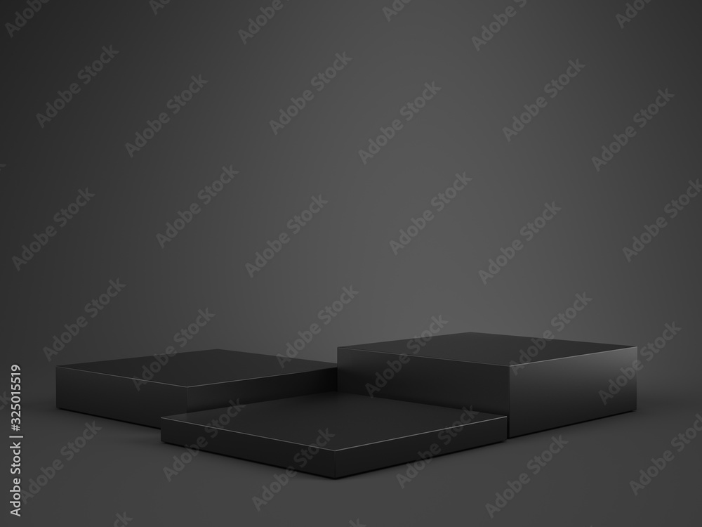 Black Pedestal on white background, Blank Pedestal minimal concept template - 3d rendering mockup