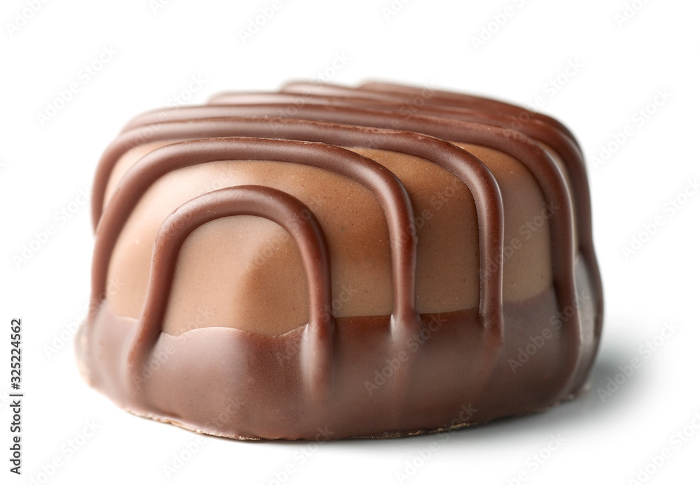 chocolate praline on white background