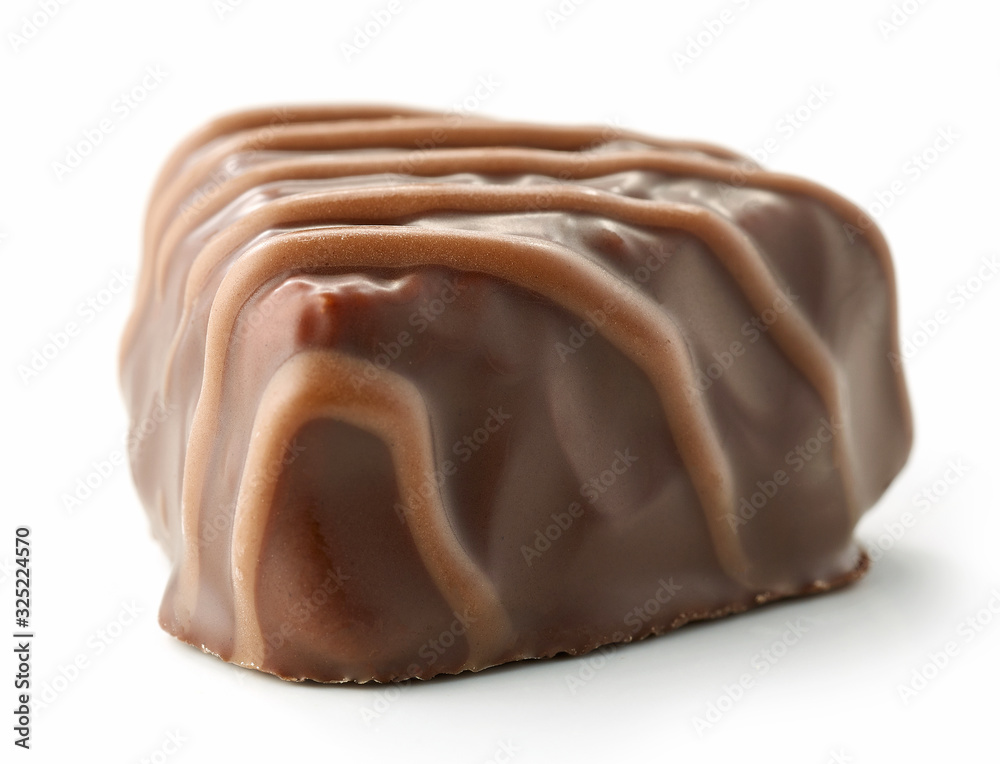 chocolate praline on white background