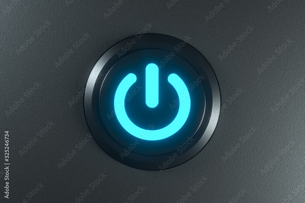 Button and switch with dark background,abstract conception ,3d rendering.