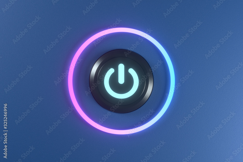 Button and switch with dark background,abstract conception ,3d rendering.