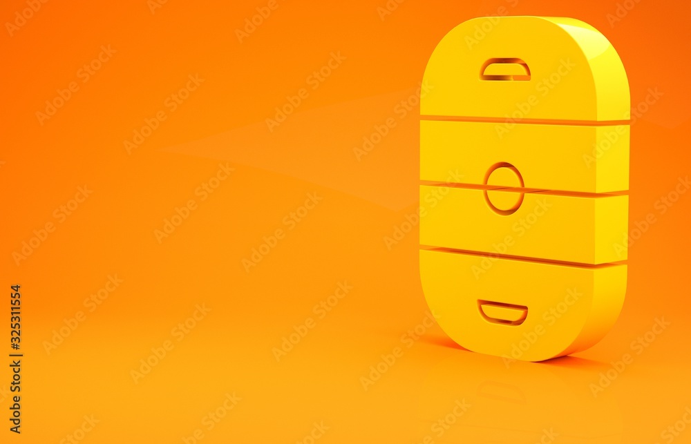 Yellow Ice hockey rink icon isolated on orange background. Hockey arena. Minimalism concept. 3d illu