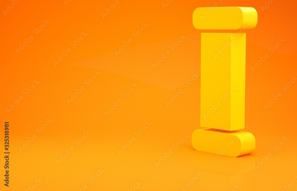 Yellow Industry metallic pipe icon isolated on orange background. Plumbing pipeline parts of differe