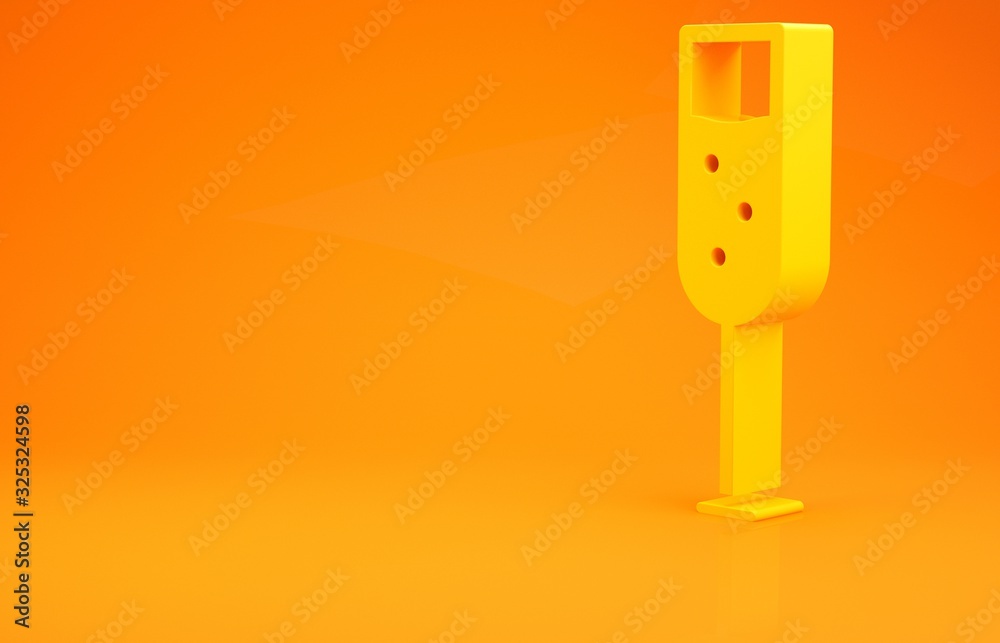 Yellow Glass of champagne icon isolated on orange background. Minimalism concept. 3d illustration 3D