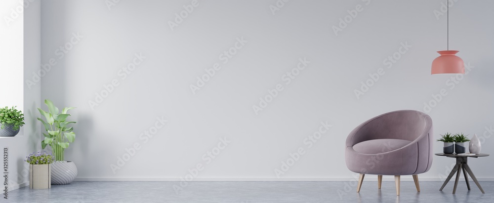 White wall with armchair in living room.