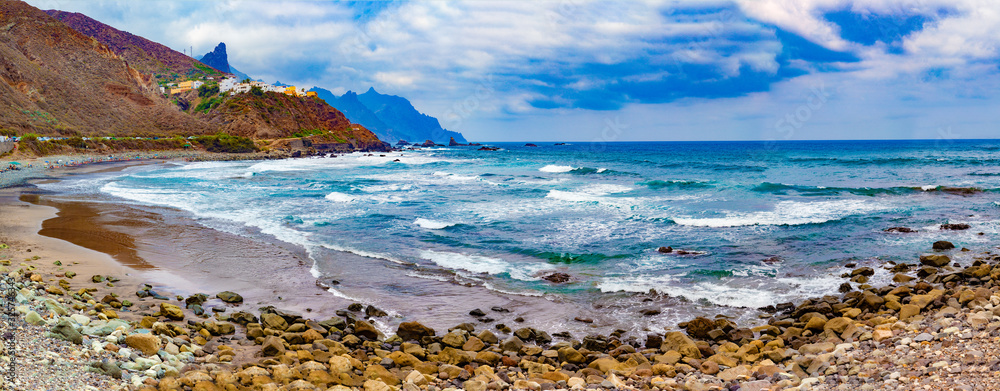 Scenery landscape in Canary island.Sea and bech.Taganana, Santa Cruz de Tenerife.Almáciga beach