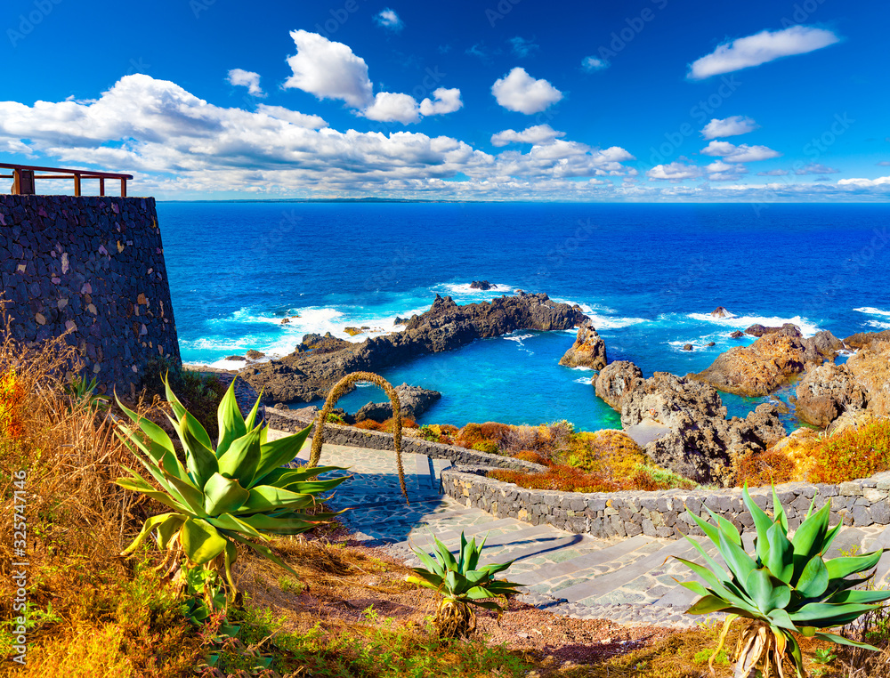 特内里费岛风景。加那利岛的自然风景海景。旅行冒险风景