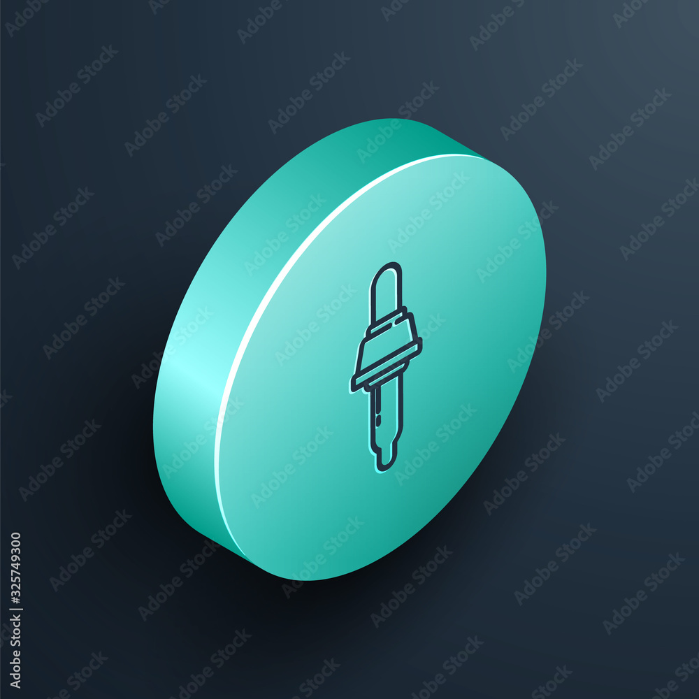 Isometric line Pipette icon isolated on black background. Element of medical, chemistry lab equipmen