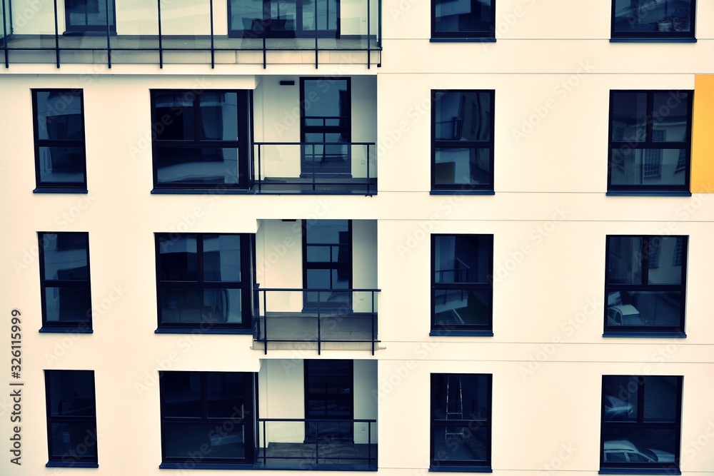 Modern apartment buildings. Facade of a modern apartment building.