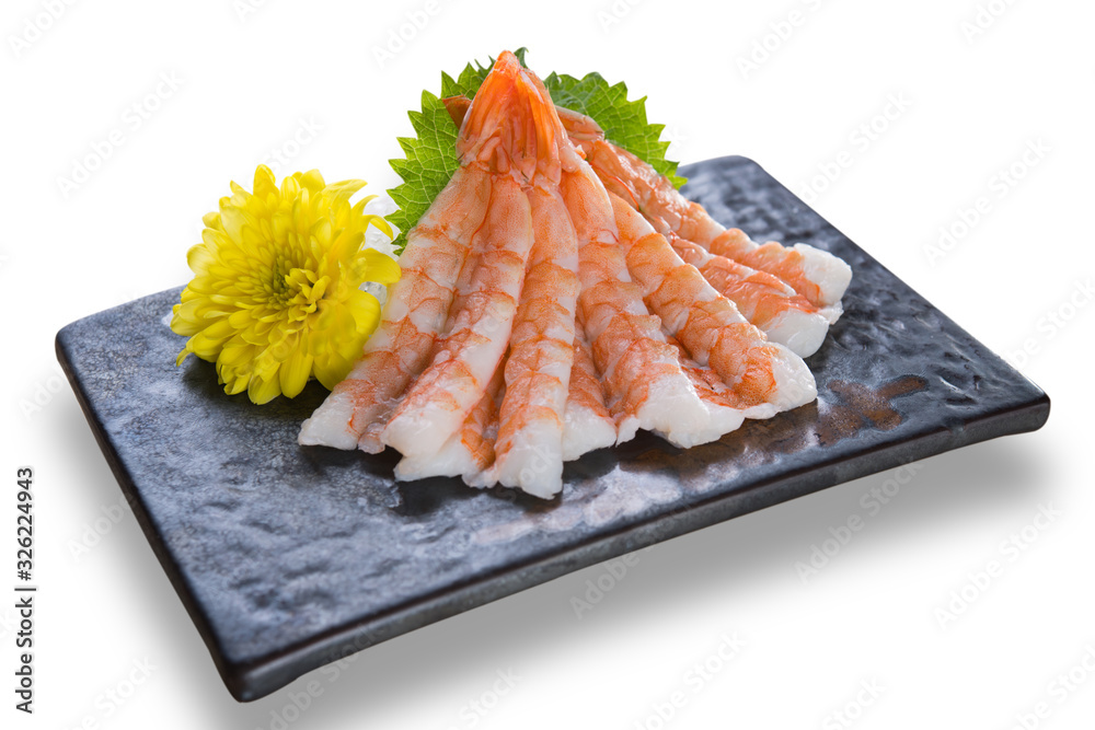 Japanese food sweet shrimp sashimi dinner meal isolated on white background