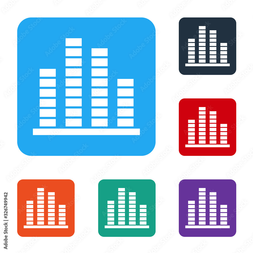 White Music equalizer icon isolated on white background. Sound wave. Audio digital equalizer technol