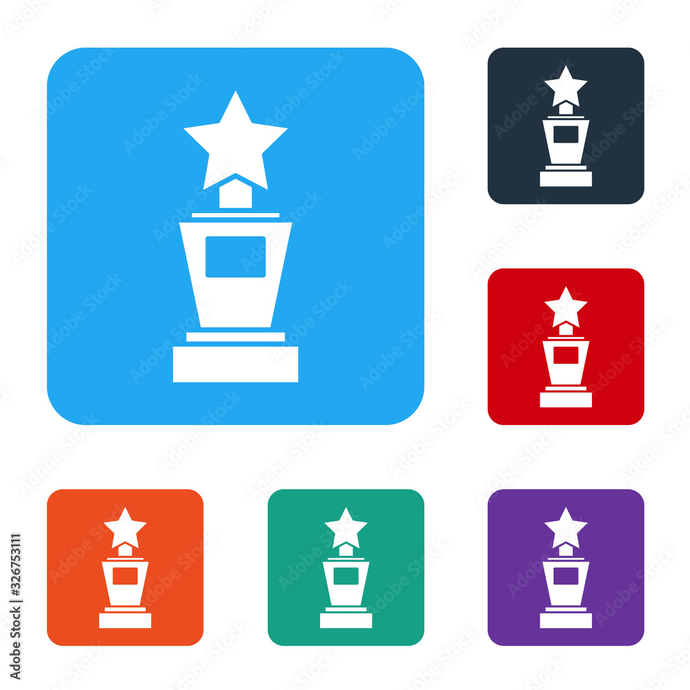 White Award cup icon isolated on white background. Winner trophy symbol. Championship or competition