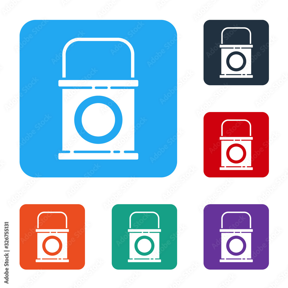 White Paint bucket icon isolated on white background. Set icons in color square buttons. Vector Illu