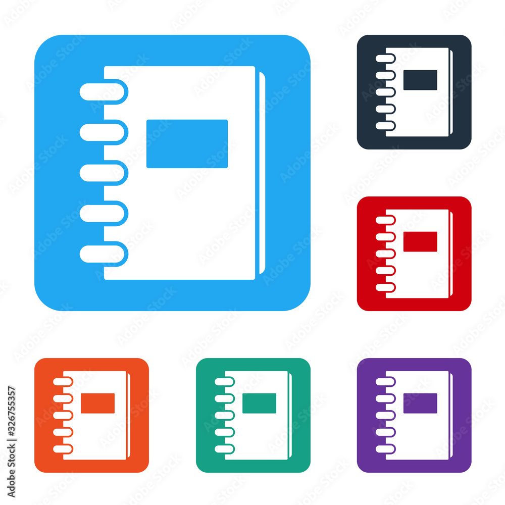 白色笔记本图标隔离在白色背景上。螺旋形笔记本图标。学校笔记本。写字板。