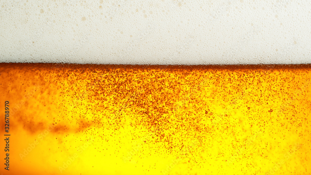 Detail of beer drink with foam head