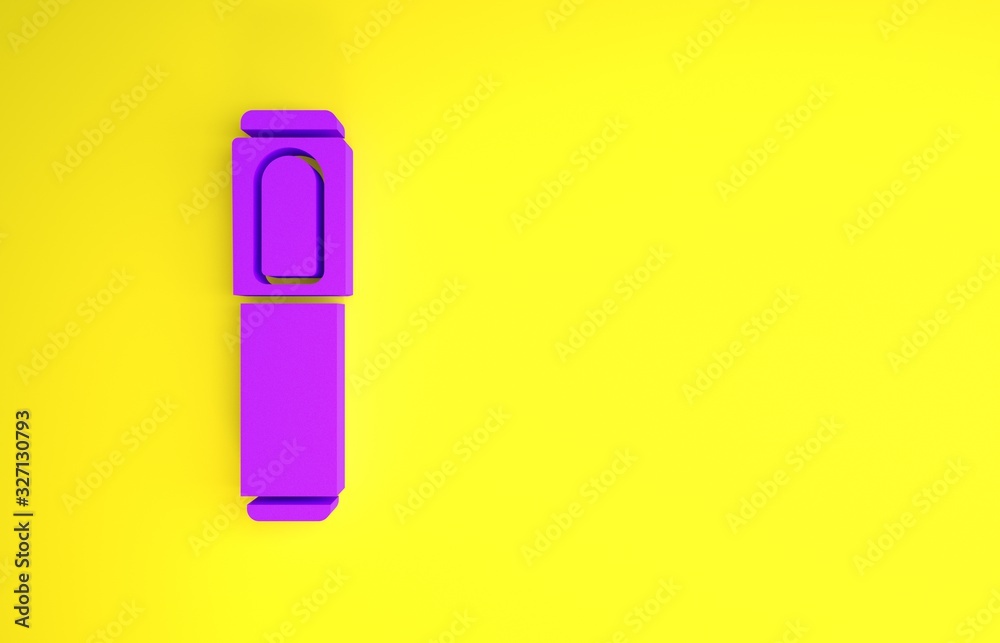 Purple Marker pen icon isolated on yellow background. Minimalism concept. 3d illustration 3D render