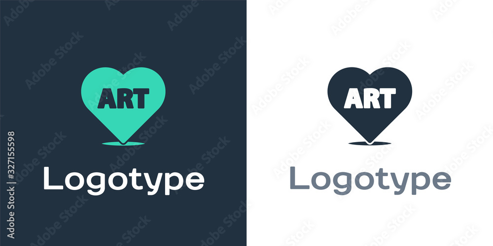 Logotype Heart，带白色背景上隔离的文本艺术图标。徽标设计模板元素。矢量