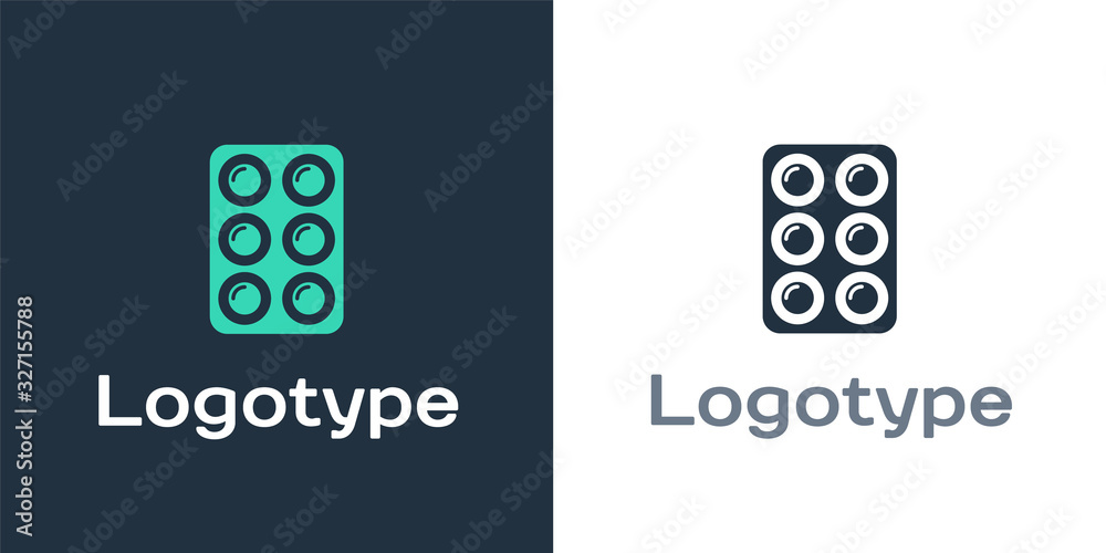 Logotype水彩在白色背景上隔离的方框图标中绘制。徽标设计模板元素.V