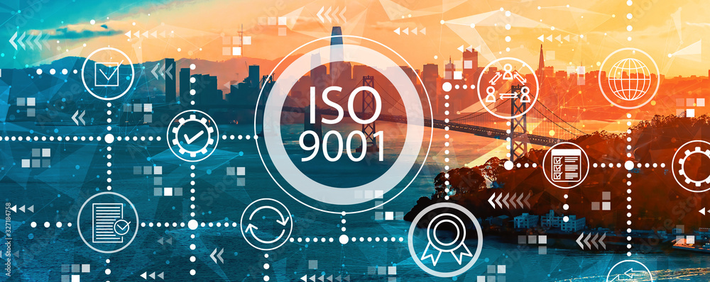 ISO 9001概念，旧金山海湾大桥鸟瞰图