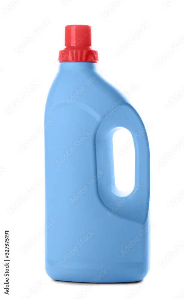 Bottle of detergent on white background