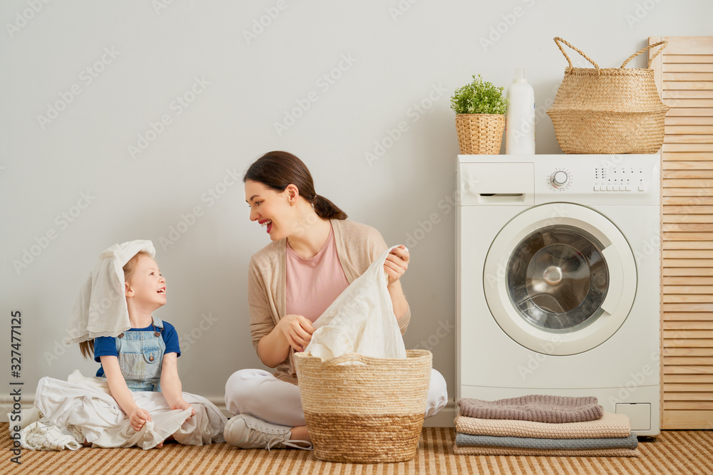 family doing laundry