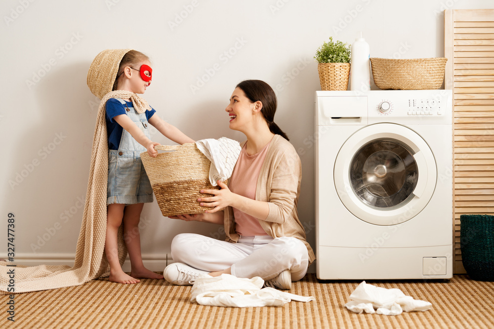 family doing laundry