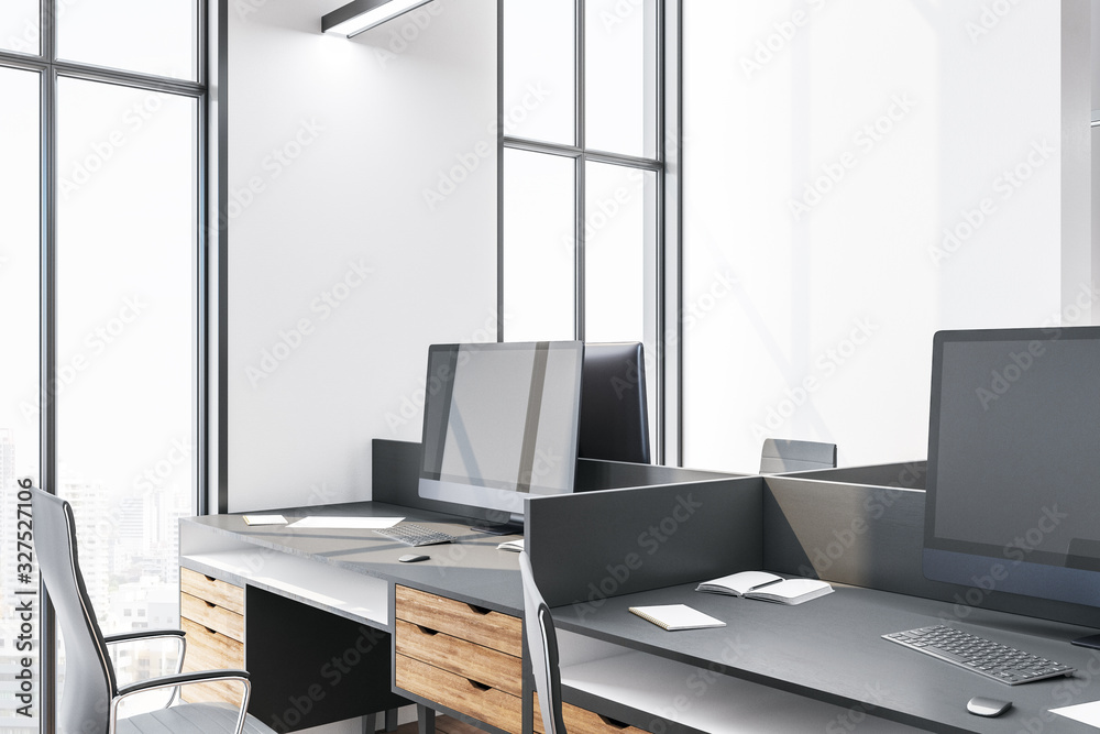 Clean coworking office interior