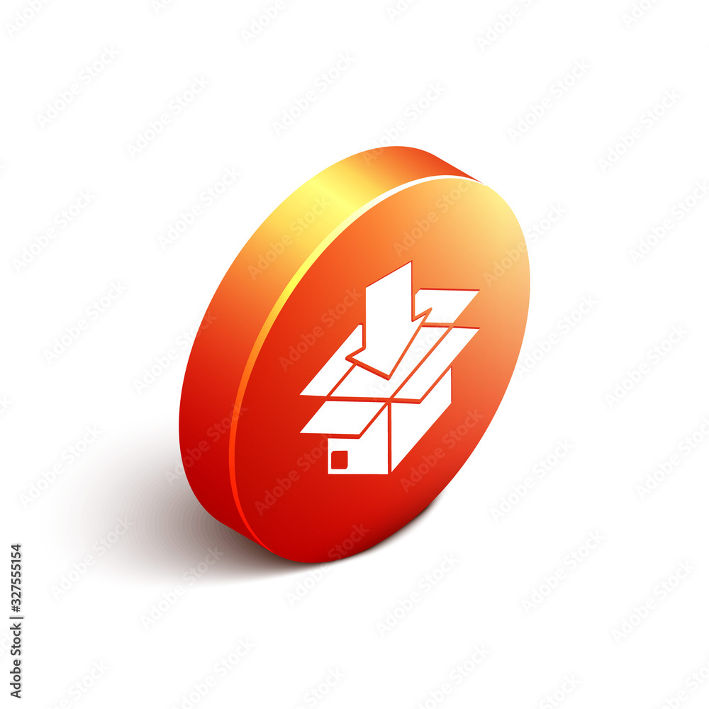 Isometric Cardboard box with traffic symbol icon isolated on white background. Box, package, parcel.