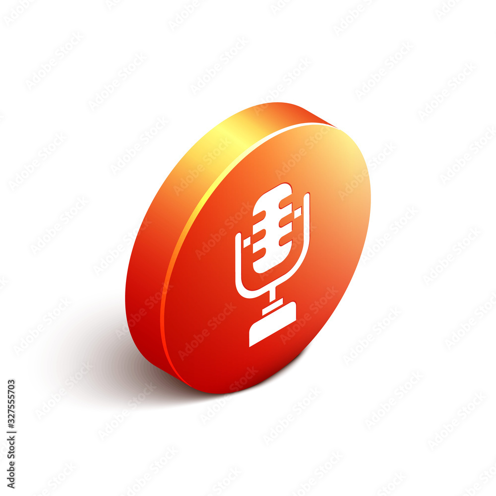 Isometric Microphone icon isolated on white background. On air radio mic microphone. Speaker sign. O