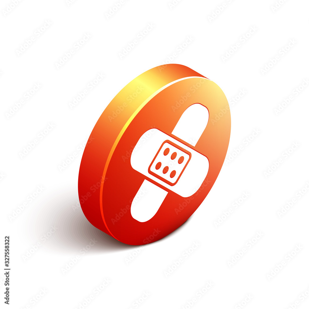 Isometric Crossed bandage plaster icon isolated on white background. Medical plaster, adhesive banda