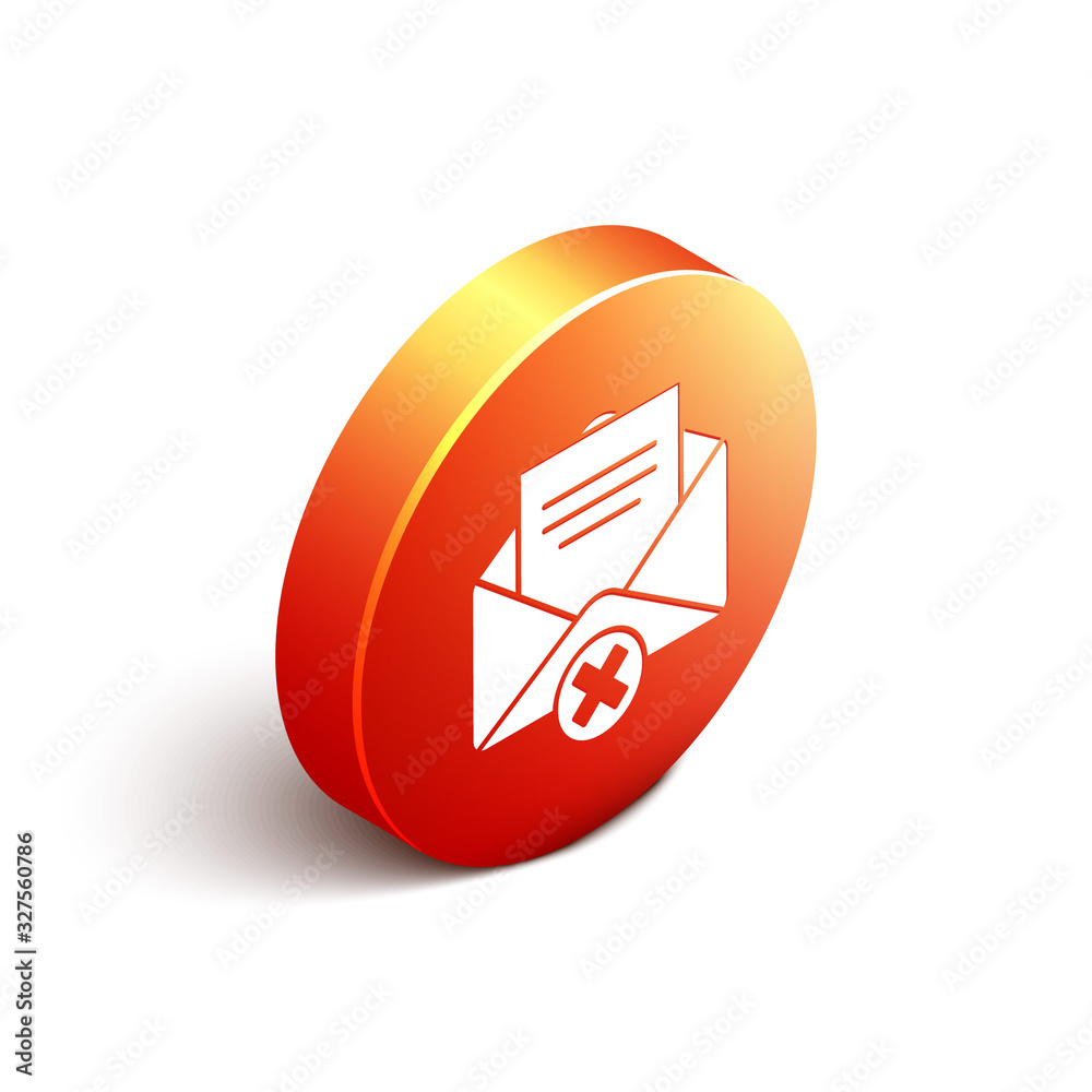 Isometric Delete envelope icon isolated on white background. Delete or error letter. Cross on messag