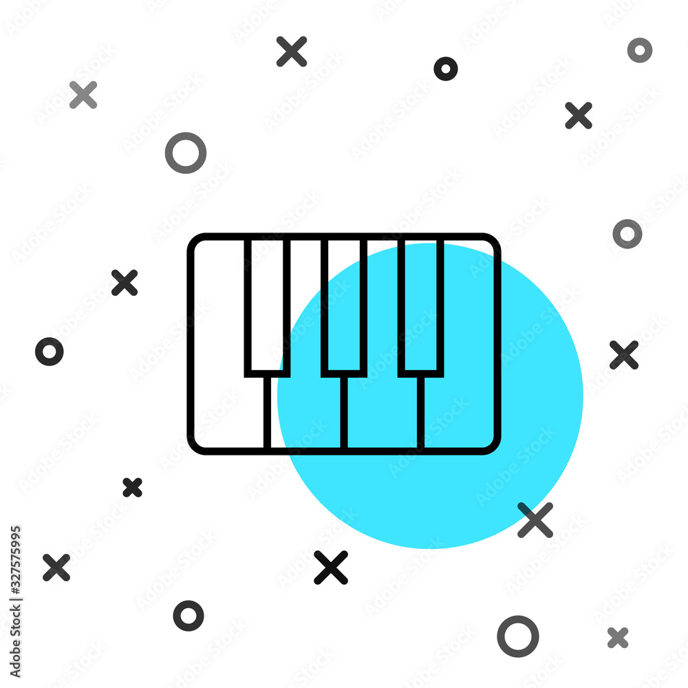 Black line Music synthesizer icon isolated on white background. Electronic piano. Random dynamic sha