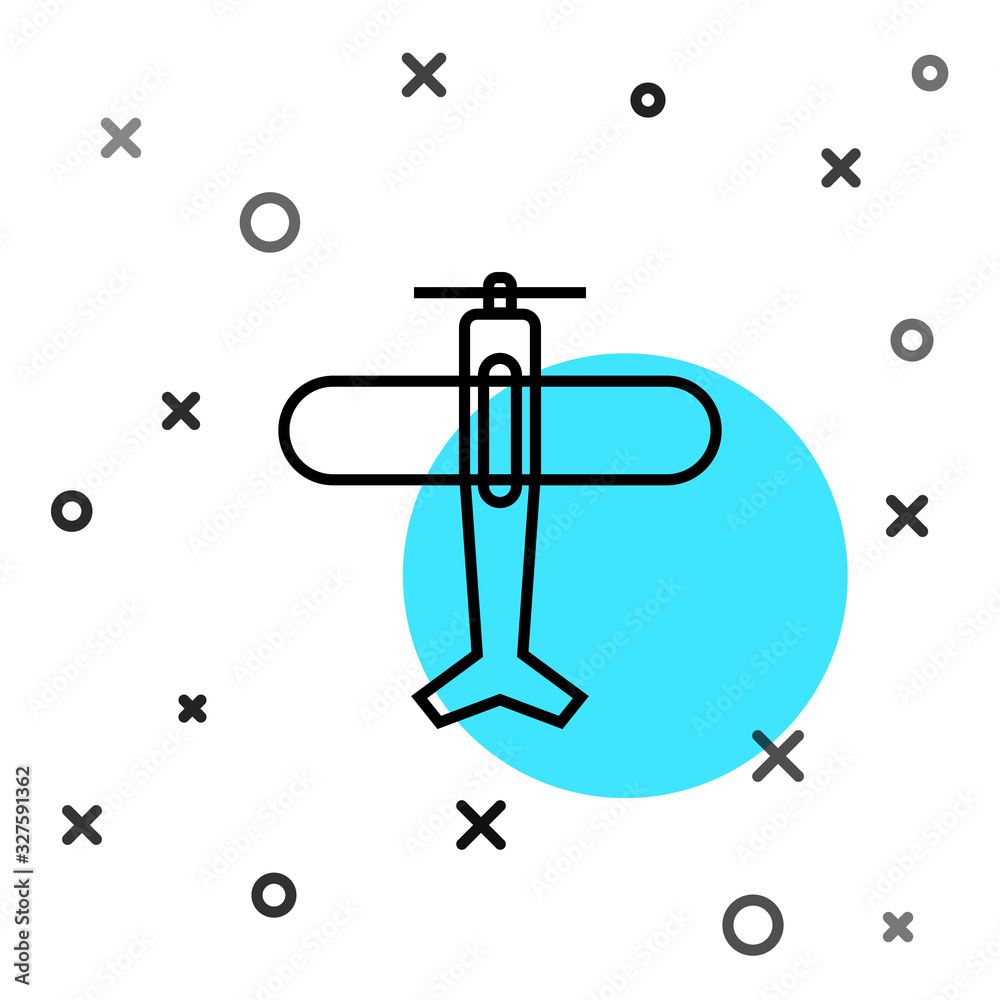 黑线飞机图标隔离在白底上。飞行飞机图标。航空公司标志。随机动态