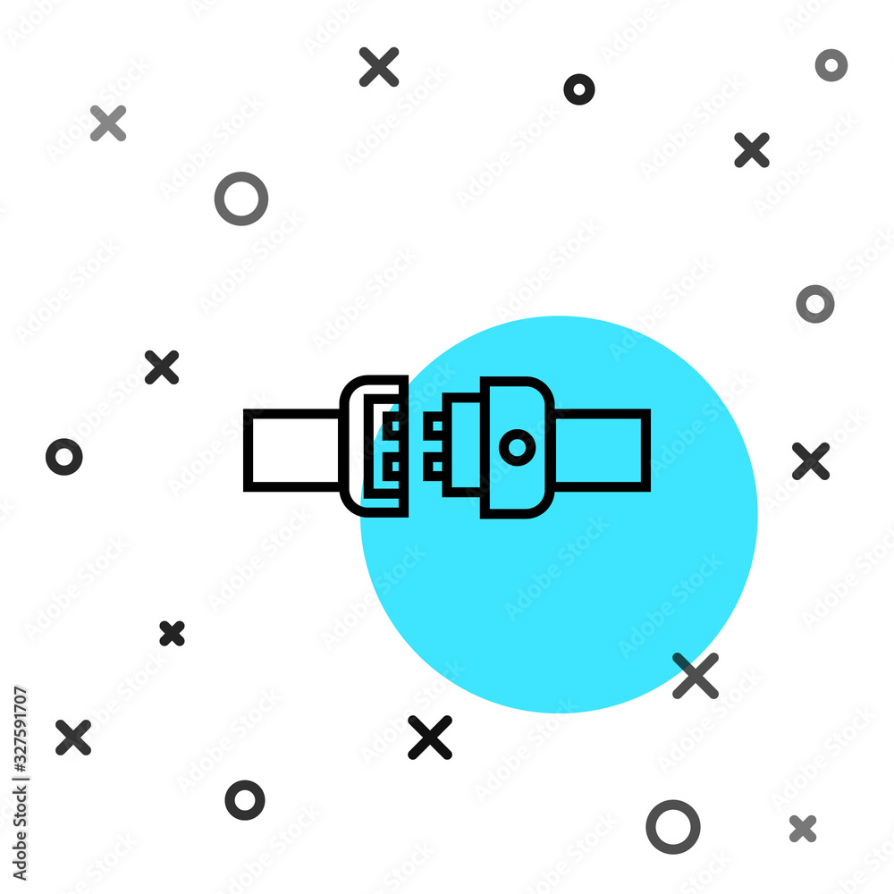 黑线安全带图标隔离在白色背景上。安全带。随机动态形状。矢量I