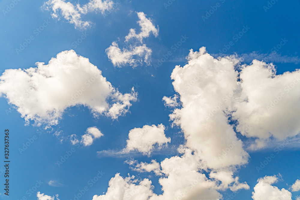 White cloud on blue sky in Florida, background, weather.