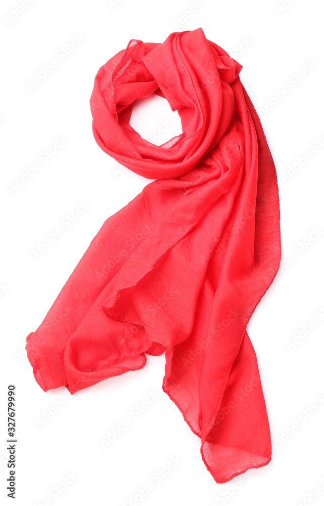 Beautiful scarf on white background