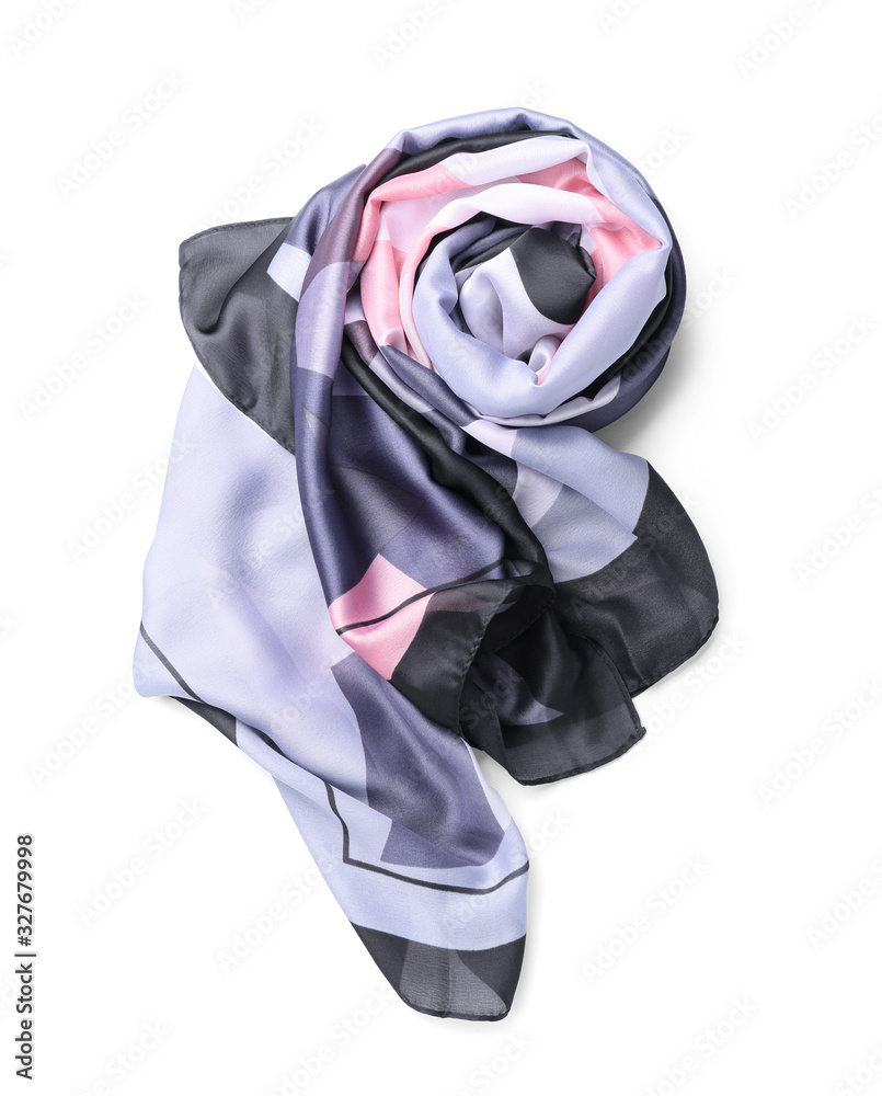 Beautiful scarf on white background