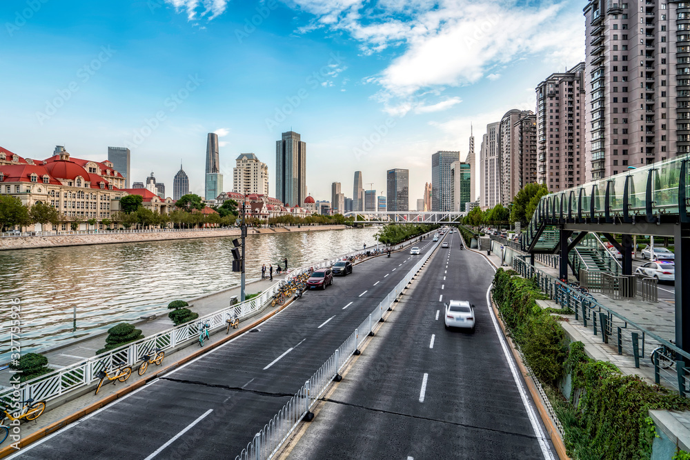 Tianjin Haihe city building landscape office building..