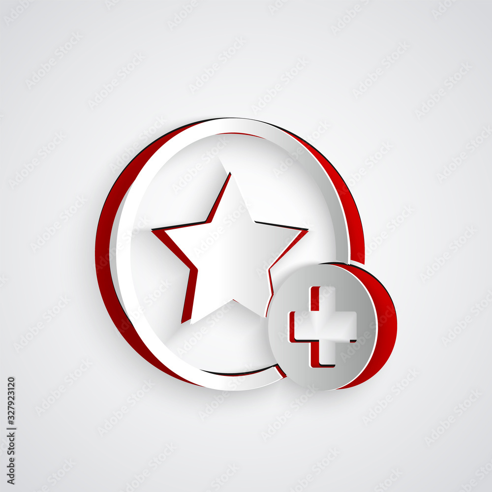 Paper cut Star icon isolated on grey background. Favorite, best rating, award symbol. Add to concept