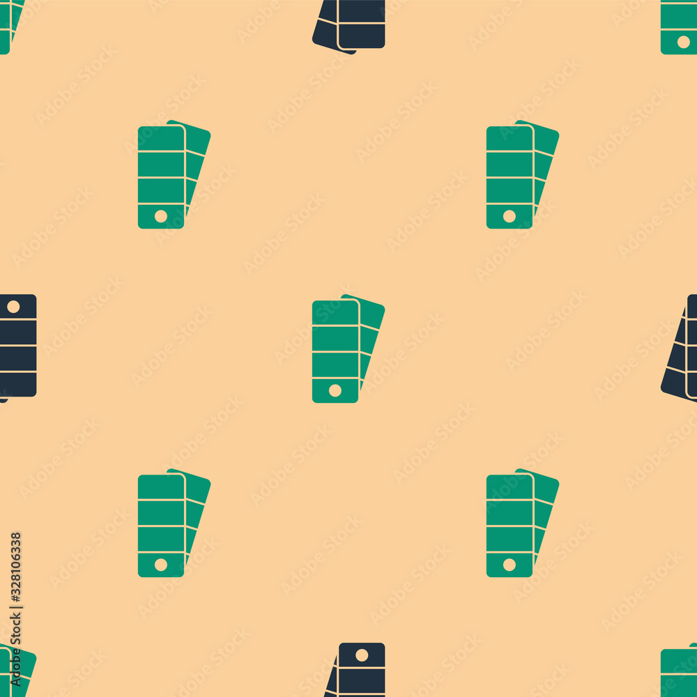 Green and black Palette icon isolated seamless pattern on beige background. Vector Illustration